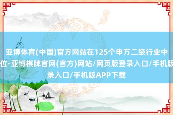 亚博体育(中国)官方网站在125个申万二级行业中名循序68位-亚博棋牌官网(官方)网站/网页版登录入口/手机版APP下载